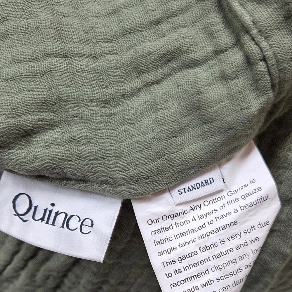 QUINCE Organic Airy Gauze Duvet Cover Set Full/Queen Olive 6664 - Picture 10 of 13